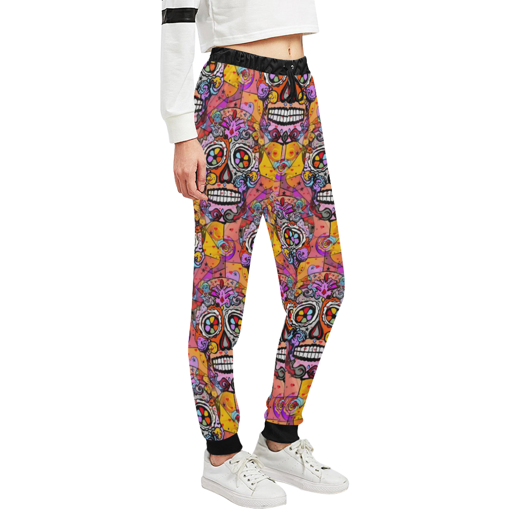 Skull Popart by Nico Bielow Unisex All Over Print Sweatpants (Model L11)