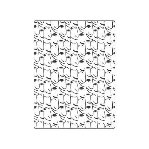 Doodle Art Smiling Side Faces Blanket 50"x60"