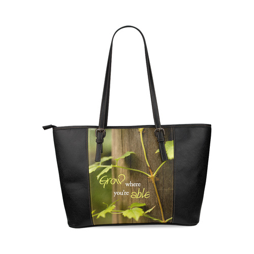 Grow Where you're able Leather Tote Bag/Small (Model 1640)