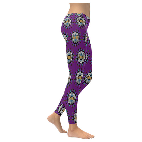 Pushing Daisies Purple Women's Low Rise Leggings (Invisible Stitch) (Model L05)