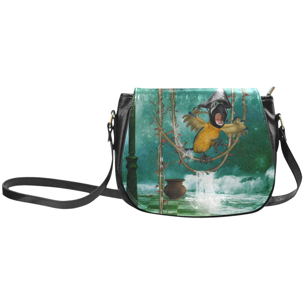 Funny pirate parrot Classic Saddle Bag/Large (Model 1648)