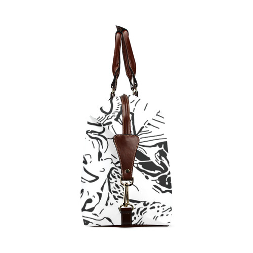 Inky Black and White Floral 1 by JamColors Classic Travel Bag (Model 1643) Remake