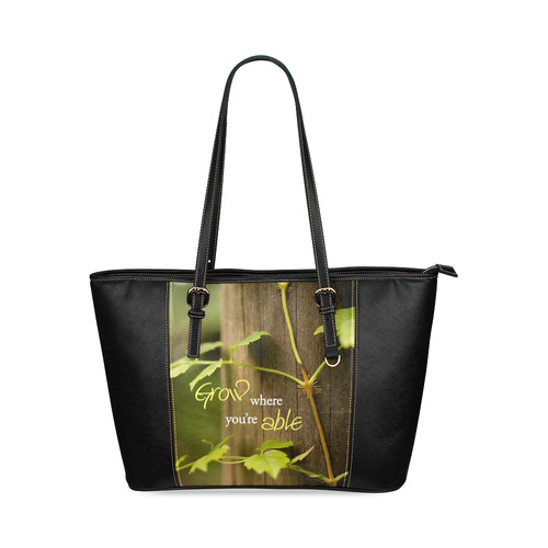 Grow Where you're able Leather Tote Bag/Small (Model 1640)