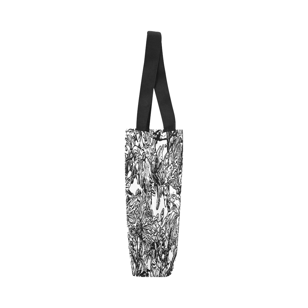 Inky Black and White Floral 2 by JamColors Canvas Tote Bag (Model 1657)