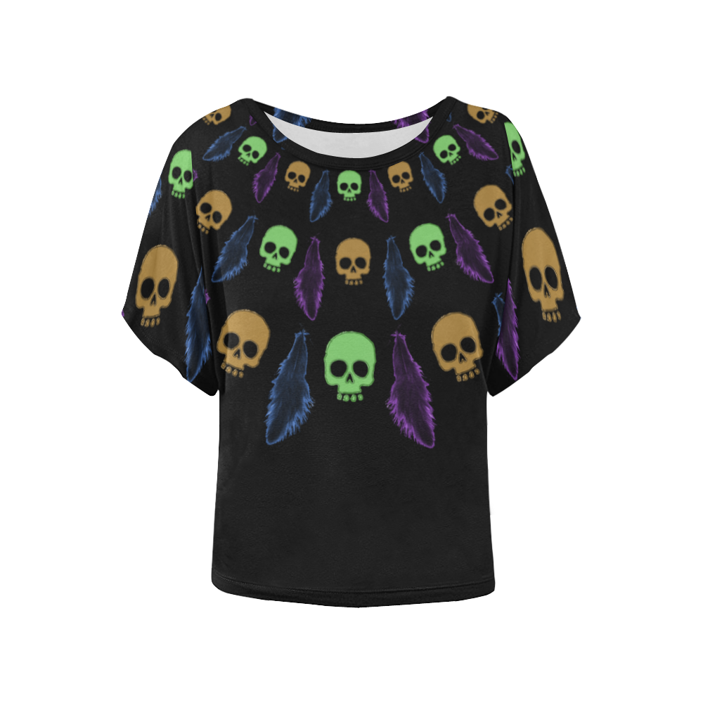 Skull Dance Women's Batwing-Sleeved Blouse T shirt (Model T44)
