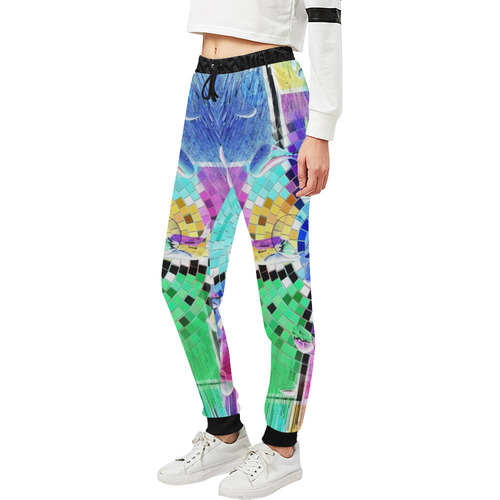 Mosaik Popart by Nico Bielow Unisex All Over Print Sweatpants (Model L11)