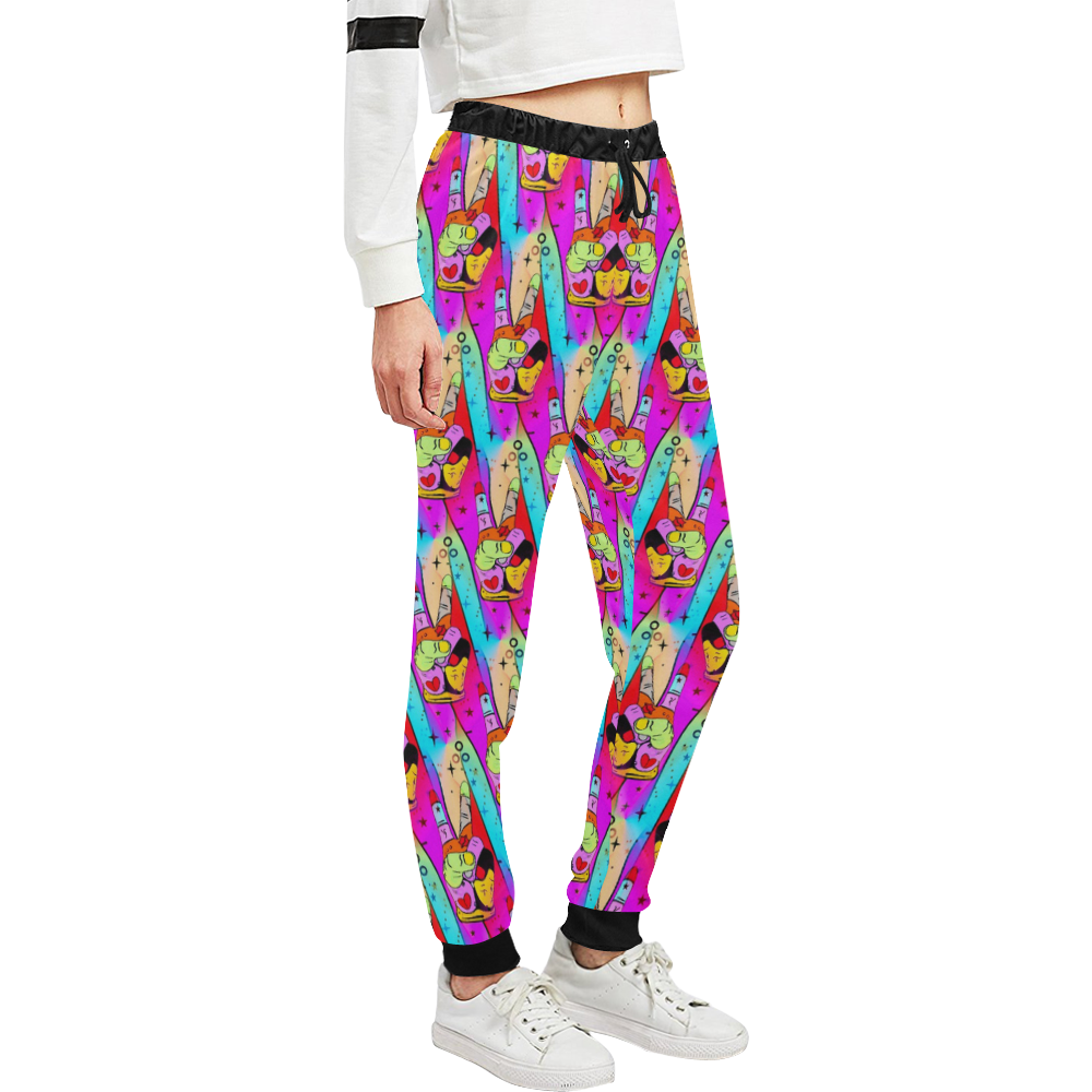 Peace Popart by Nico Bielow Unisex All Over Print Sweatpants (Model L11)