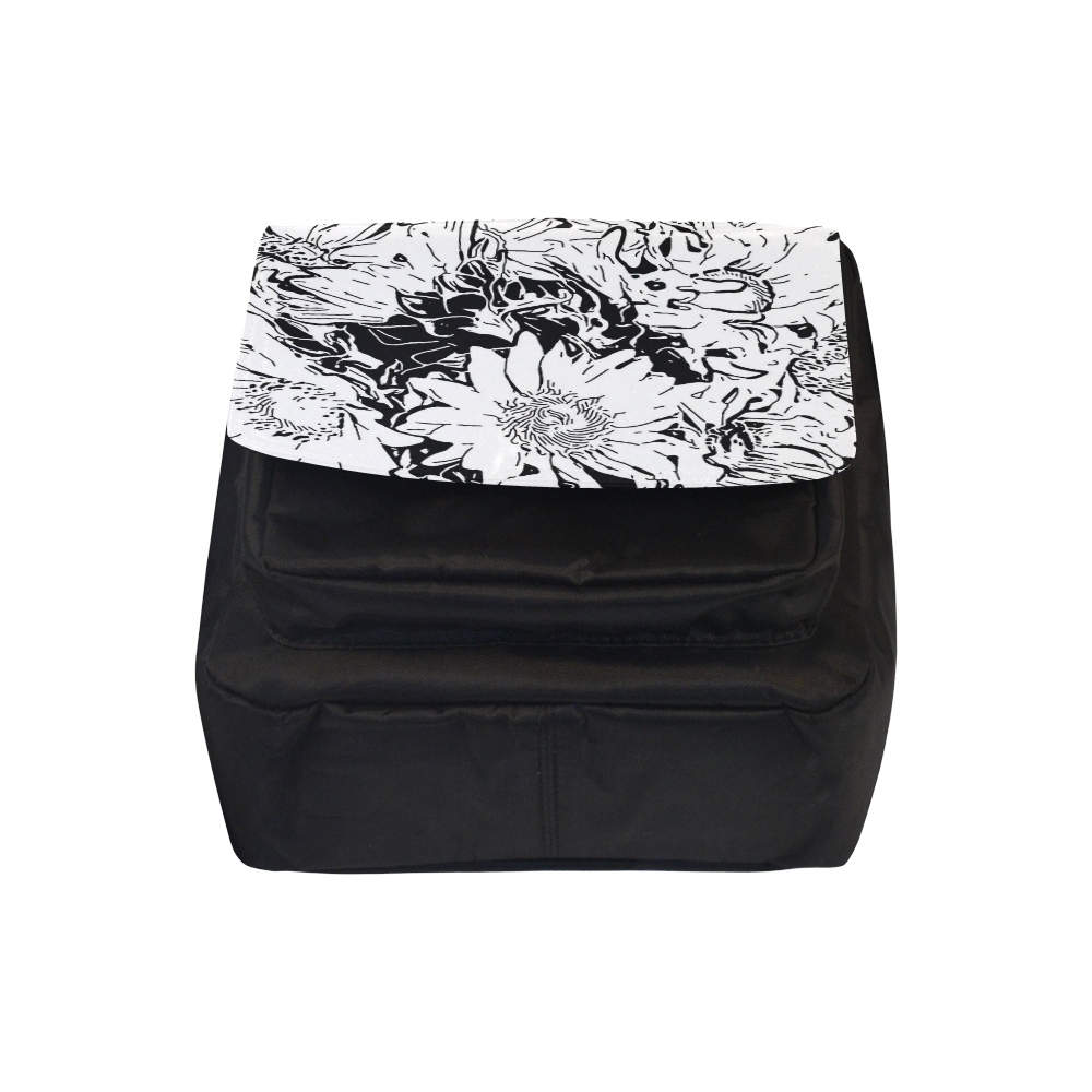 Inky Black and White Floral 1 by JamColors Crossbody Nylon Bags (Model 1633)