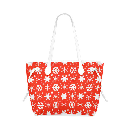 Snowflakes Red Clover Canvas Tote Bag (Model 1661)