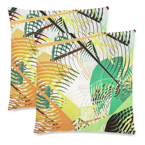 Jungle Mood Abstract Custom Zippered Pillow Cases 18"x 18" (Twin Sides) (Set of 2)