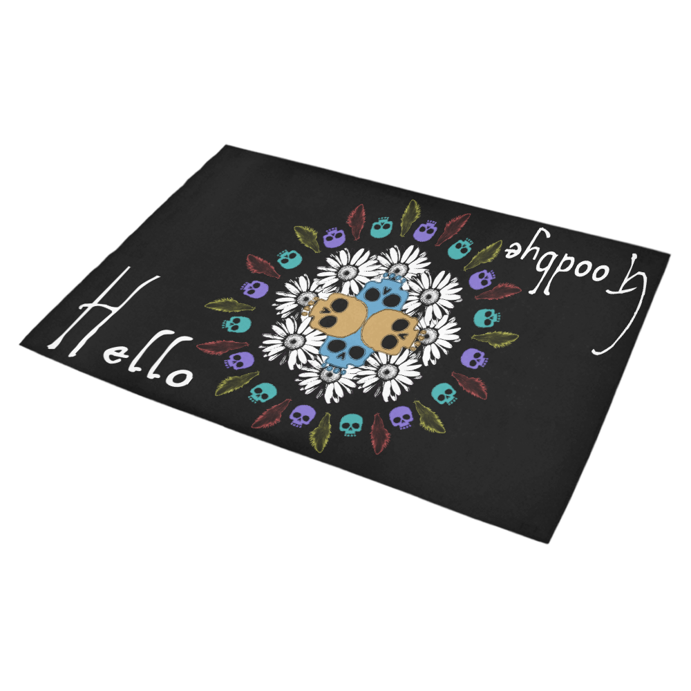 Hello, Goodbye, Skulls Azalea Doormat 30" x 18" (Sponge Material)