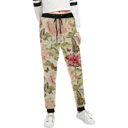 Watercolor Vintage Flowers Butterflies Lace 1 Unisex All Over Print Sweatpants (Model L11)