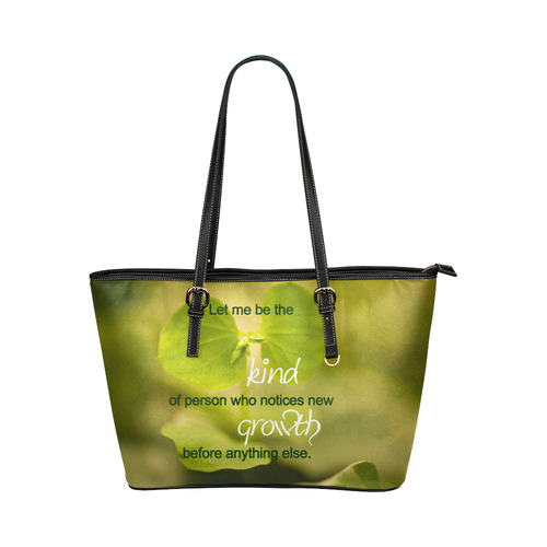 Inspirational Quote Leather Tote Bag/Large (Model 1651)