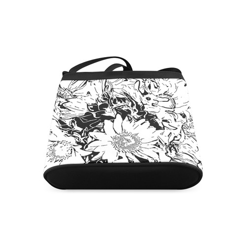 Inky Black and White Floral 1 by JamColors Crossbody Bags (Model 1613)