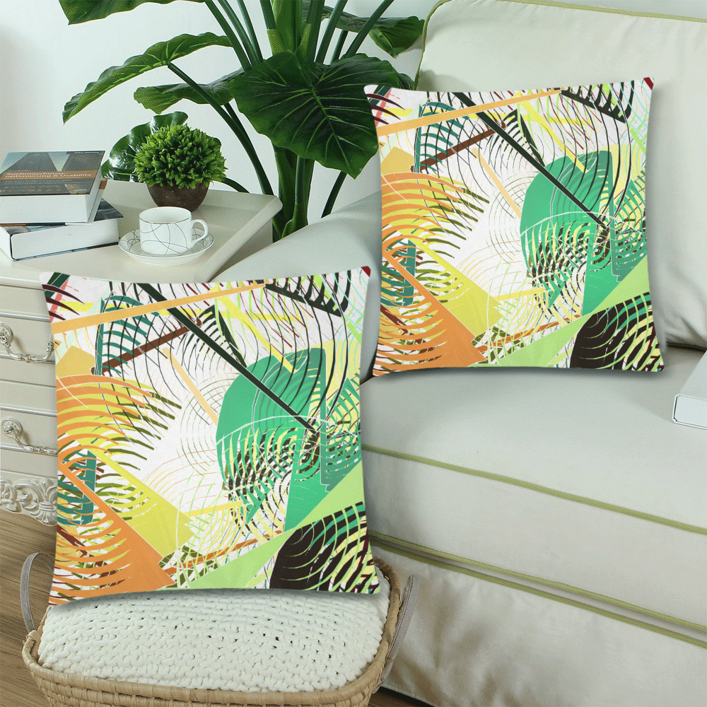 Jungle Mood Abstract Custom Zippered Pillow Cases 18"x 18" (Twin Sides) (Set of 2)