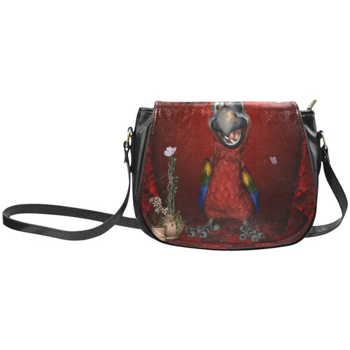 Funny, cute parrot Classic Saddle Bag/Small (Model 1648)
