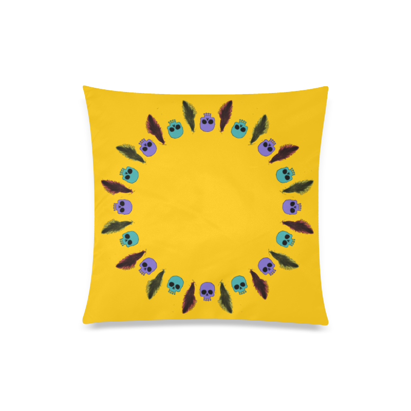 Skull Ring Yellow Custom Zippered Pillow Case 20"x20"(Twin Sides)