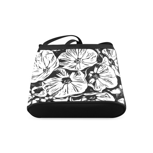 Inky Black and White Floral 3 by JamColors Crossbody Bags (Model 1613)