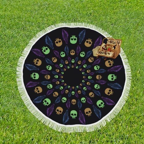 Skull Dance 2 Circular Beach Shawl 59"x 59"