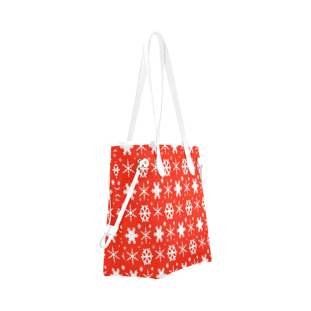 Snowflakes Red Clover Canvas Tote Bag (Model 1661)