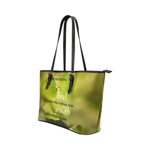 Inspirational Quote Leather Tote Bag/Large (Model 1651)