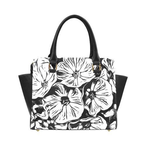 Inky Black and White Floral 3 by JamColors Classic Shoulder Handbag (Model 1653)