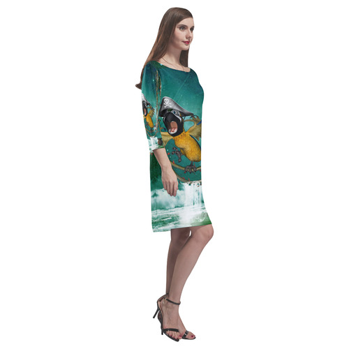 Funny pirate parrot Rhea Loose Round Neck Dress(Model D22)