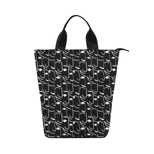 Doodle Art Smiling Side Faces Nylon Lunch Tote Bag (Model 1670)