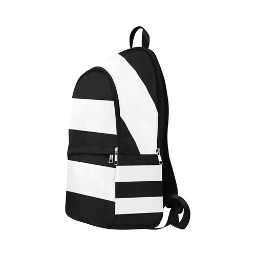 Black White Stripes Fabric Backpack for Adult (Model 1659)