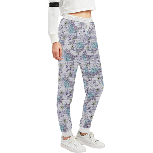 Watercolor Vintage Roses Ribbon Pattern 02 Unisex All Over Print Sweatpants (Model L11)