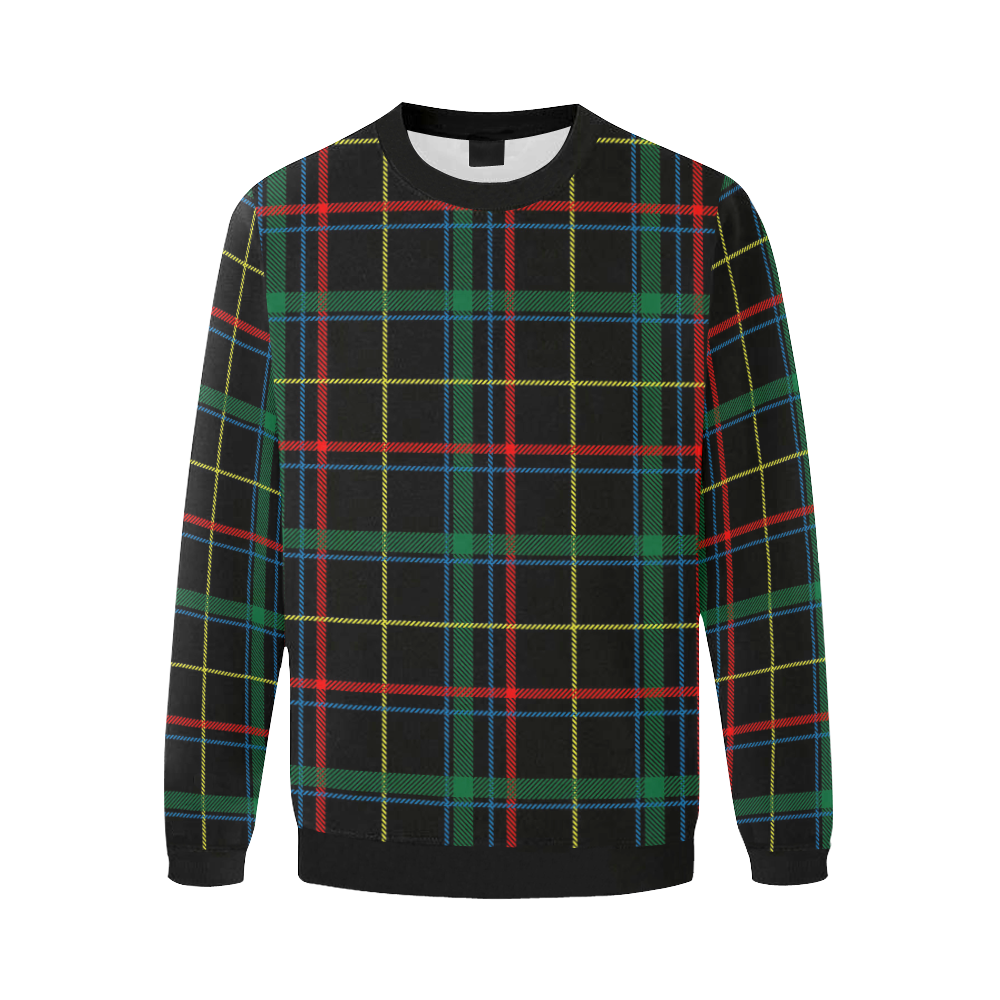 Black Red Green Plaid Men's Oversized Fleece Crew Sweatshirt (Model H18)