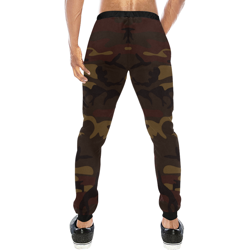 Camo Dark Brown Men's All Over Print Sweatpants (Model L11)