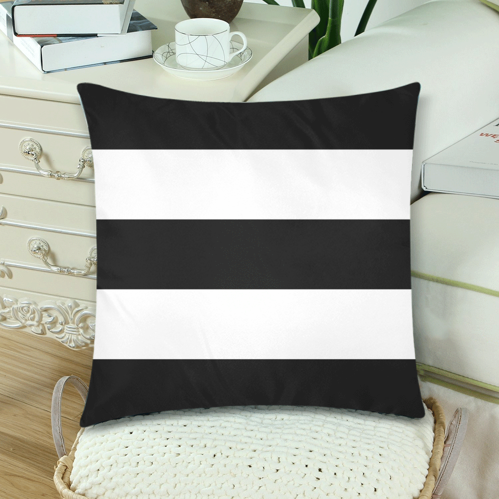 Black White Stripes Custom Zippered Pillow Cases 18"x 18" (Twin Sides) (Set of 2)