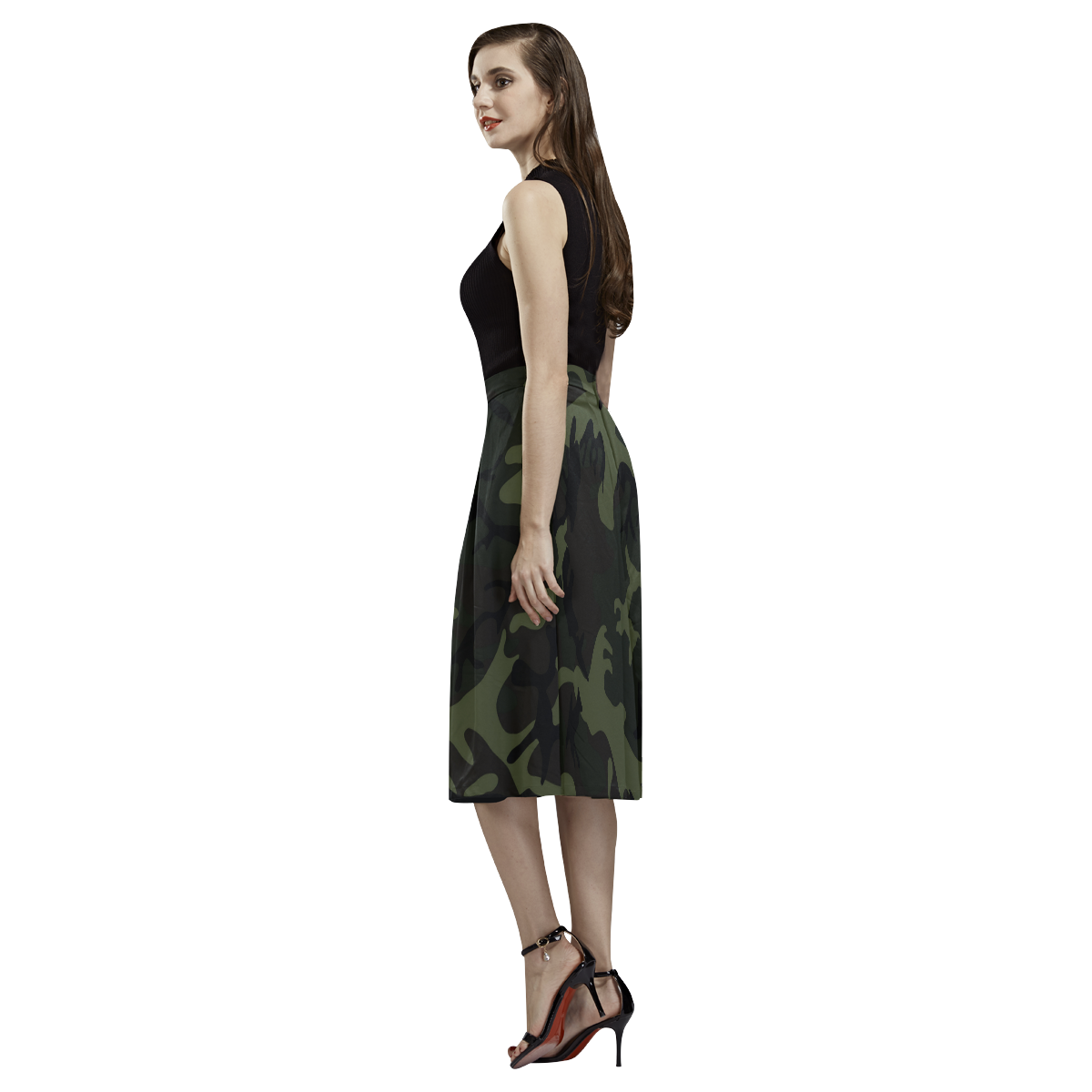 Camo Green Aoede Crepe Skirt (Model D16)