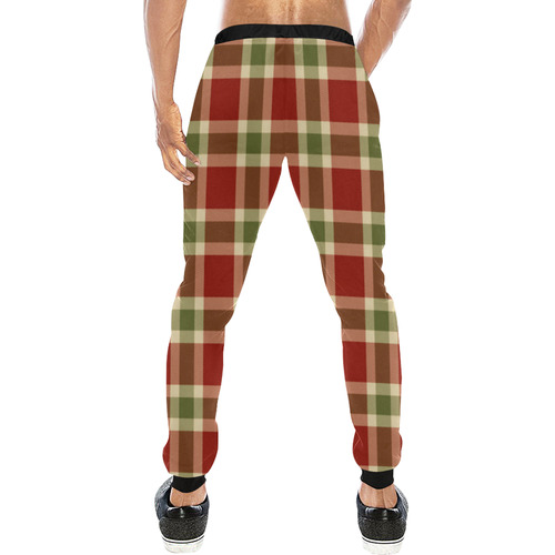 Red And Green Plaid Men's All Over Print Sweatpants (Model L11)