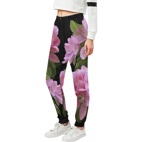 Pink Blossom Branch, , floral watercolor Unisex All Over Print Sweatpants (Model L11)