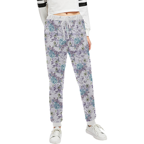 Watercolor Vintage Roses Ribbon Pattern 02 Unisex All Over Print Sweatpants (Model L11)