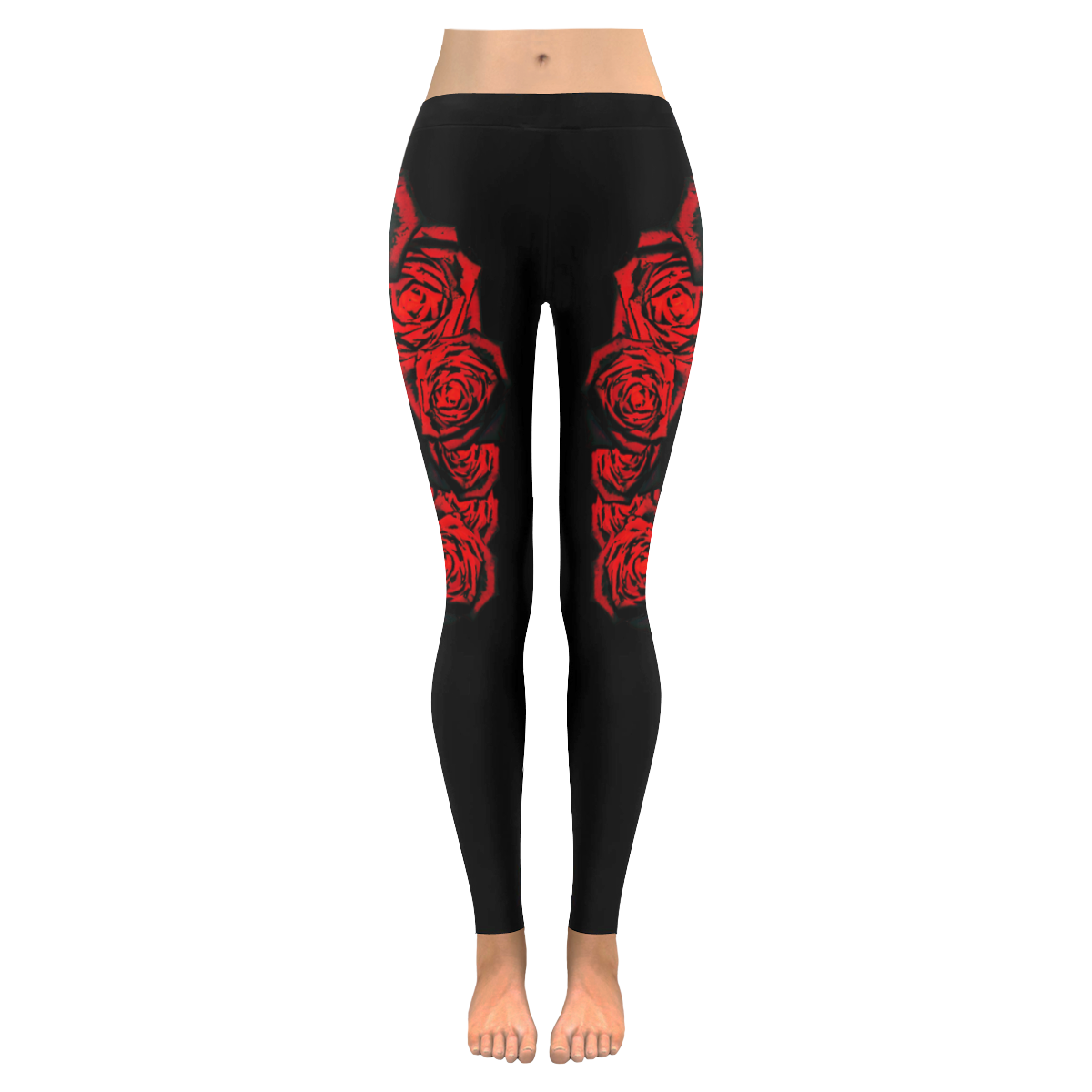 Rose Skull Women's Low Rise Leggings (Invisible Stitch) (Model L05)