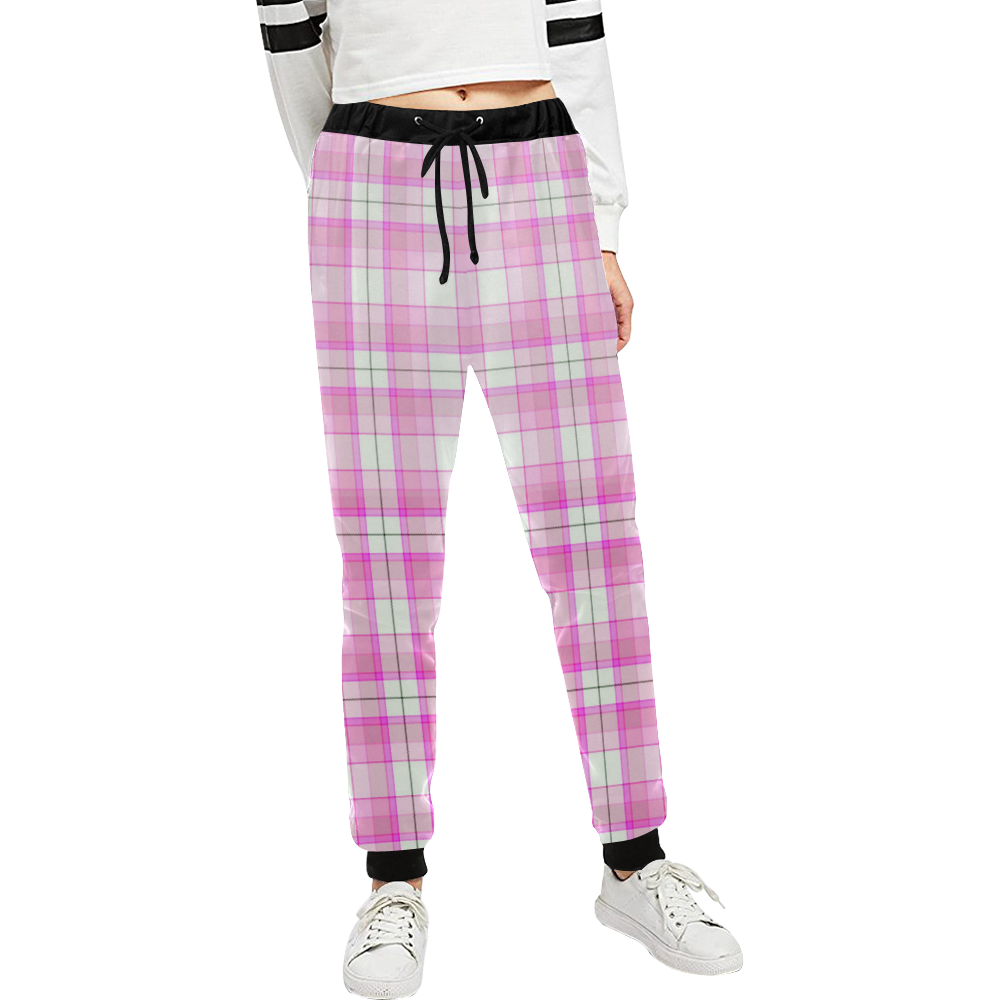 Pink Plaid Unisex All Over Print Sweatpants (Model L11)