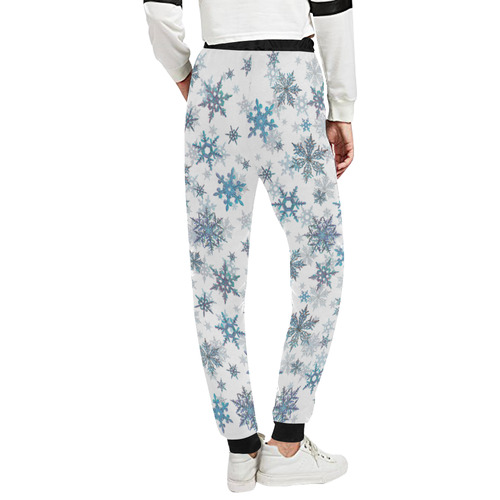 Snowflakes, Blue snow, Christmas Unisex All Over Print Sweatpants (Model L11)