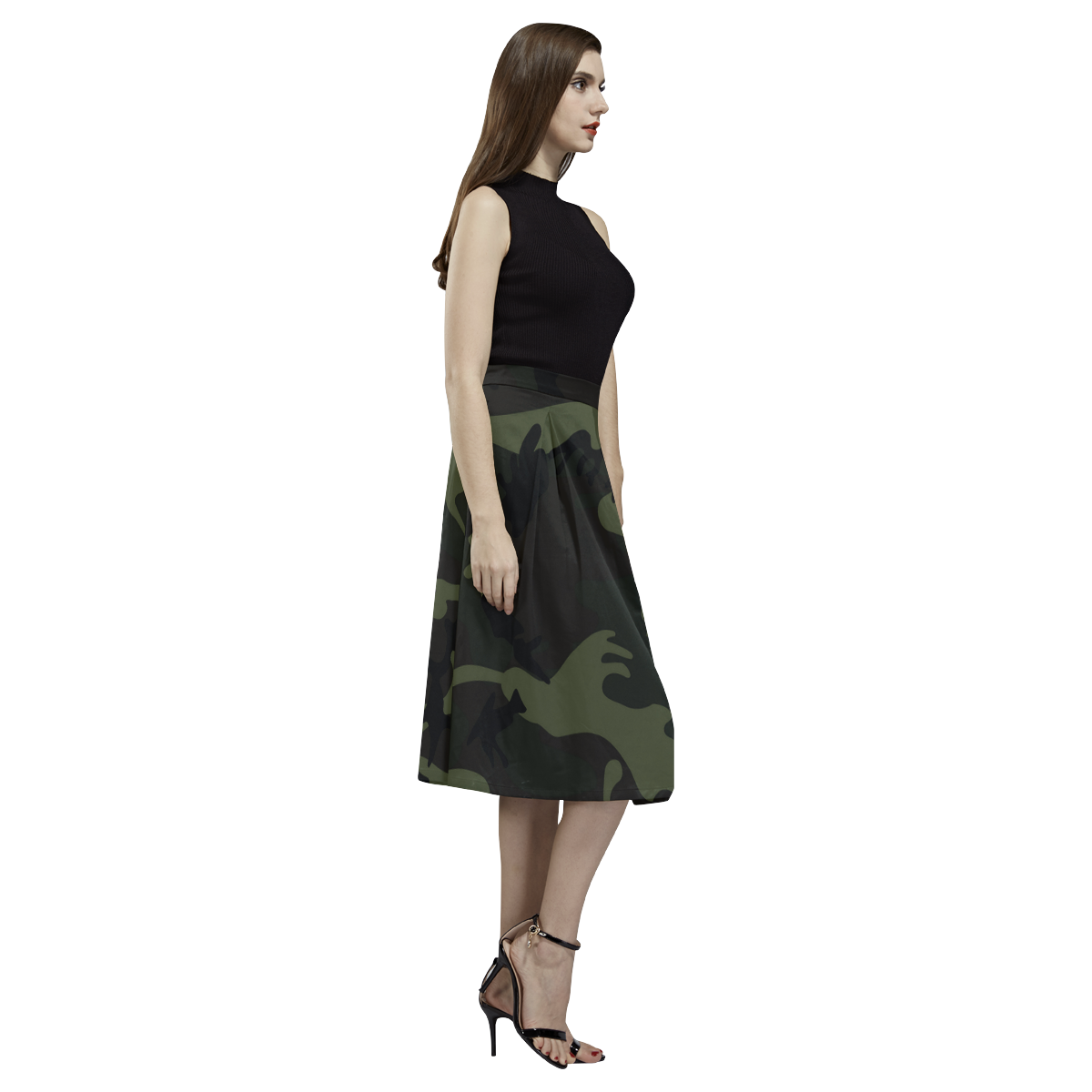 Camo Green Aoede Crepe Skirt (Model D16)