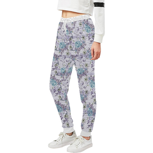 Watercolor Vintage Roses Ribbon Pattern 02 Unisex All Over Print Sweatpants (Model L11)