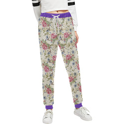 Watercolor Vintage Roses Ribbon Pattern 01 Unisex All Over Print Sweatpants (Model L11)