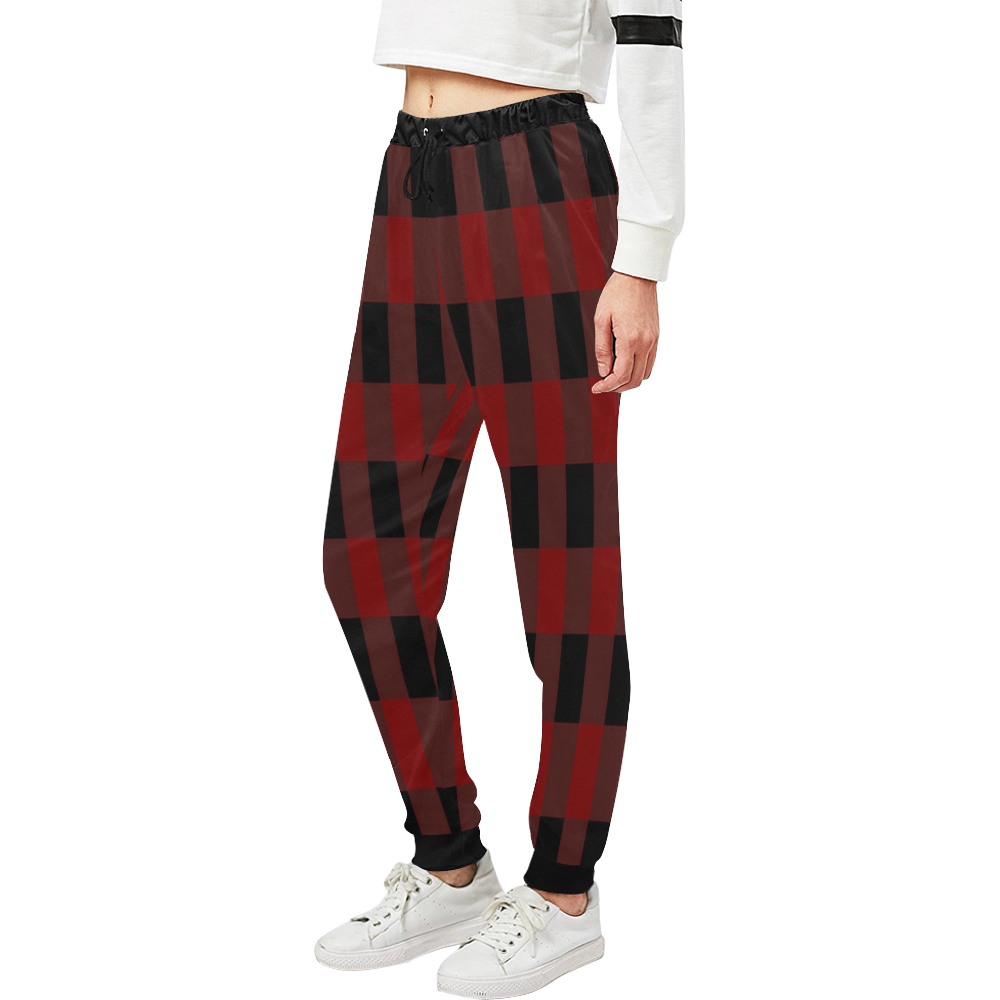 Red Black Plaid Unisex All Over Print Sweatpants (Model L11)