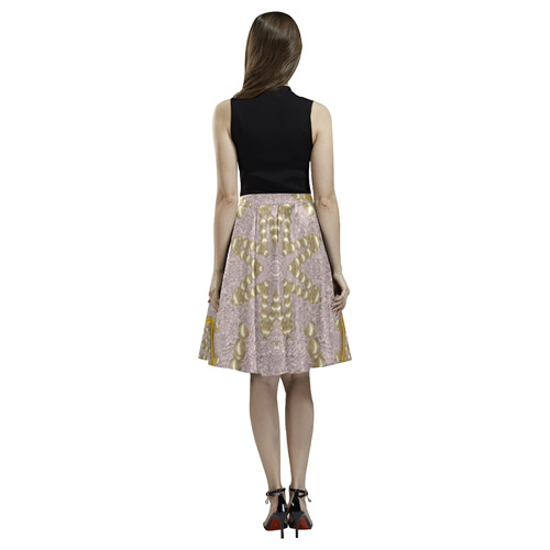 Gothic in modern stars and pearls Melete Pleated Midi Skirt (Model D15)