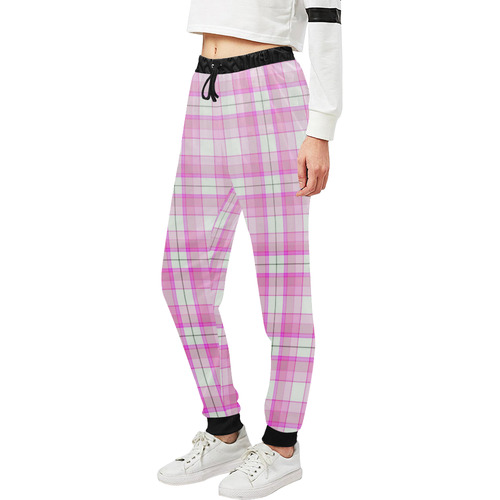 Pink Plaid Unisex All Over Print Sweatpants (Model L11)