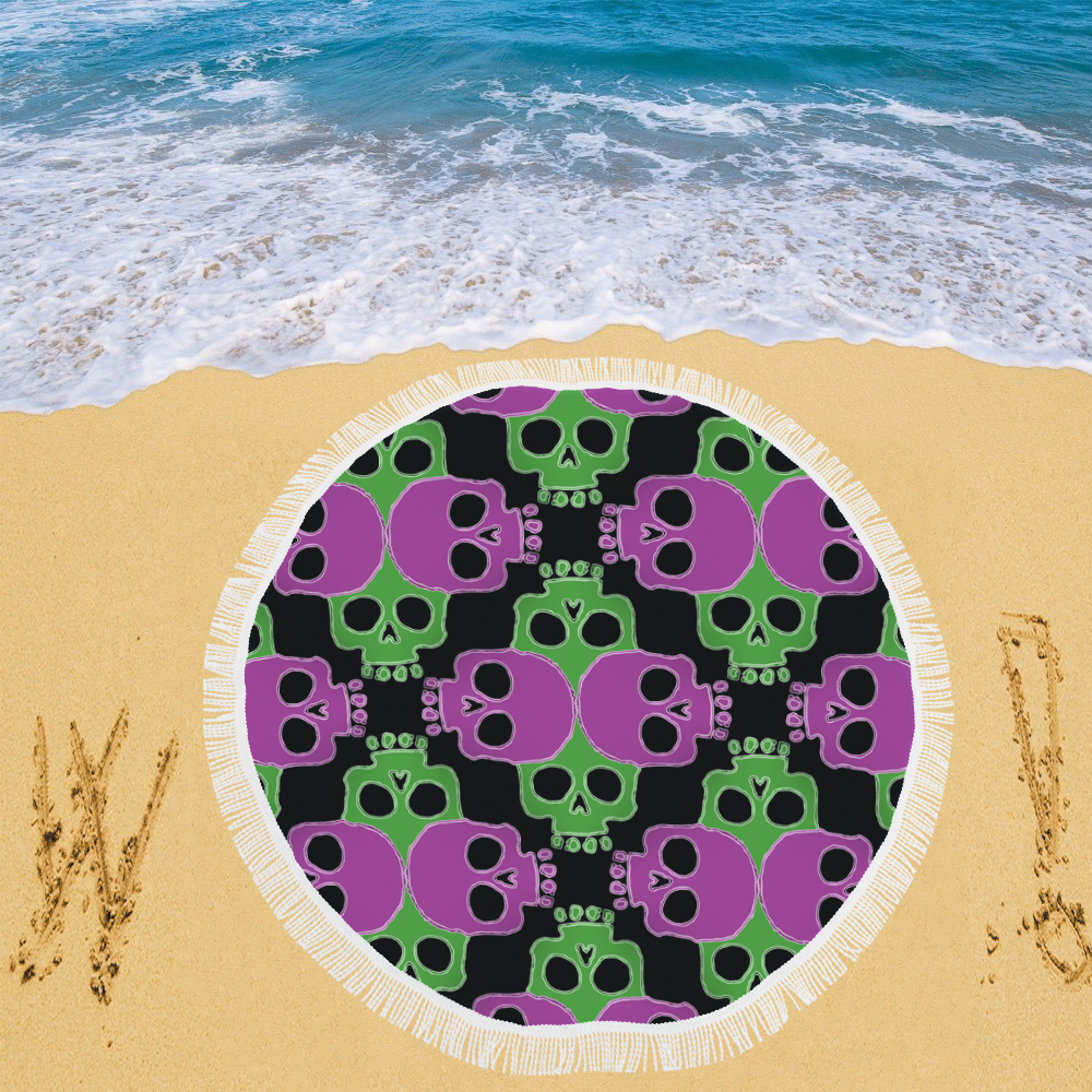 Skull Jigsaw GP Circular Beach Shawl 59"x 59"