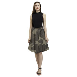 Camo Grey Melete Pleated Midi Skirt (Model D15)