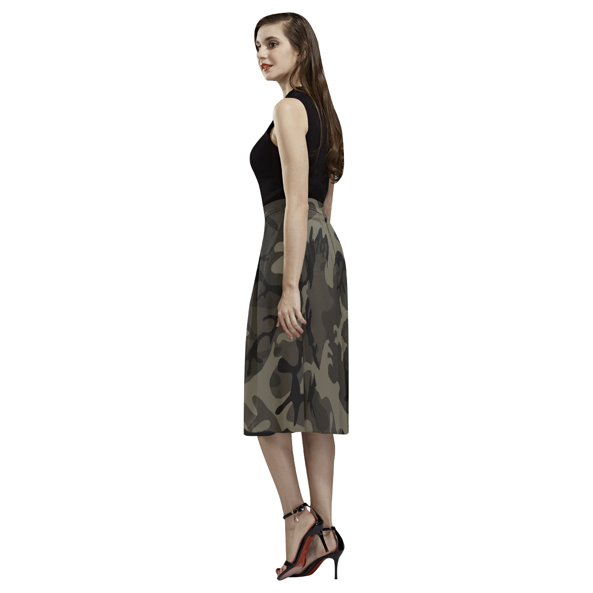 Camo Grey Aoede Crepe Skirt (Model D16)