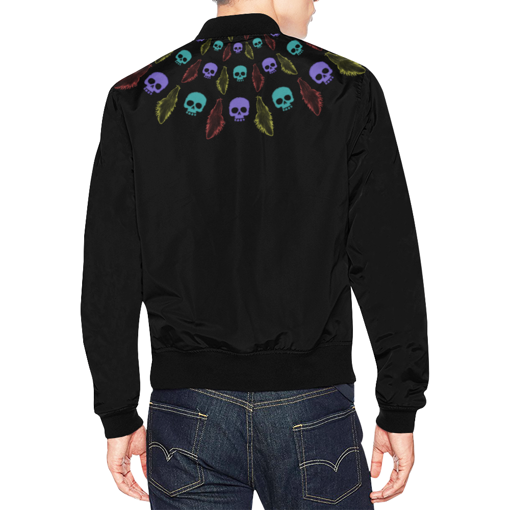 Skulls and Flowers All Over Print Bomber Jacket for Men (Model H19)